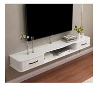 Meuble TV Mural avec 2 Tiroirs, Support TV Suspendu en Bois, Étagères De Rangement Multimédia, Étagère Suspendue Moderne À Placer sous Le Téléviseur pour Le Salon Et La Chambre(150x24x16 cm)