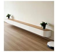 Meuble TV Mural, avec Étagère De Rangement, Meuble Multimédia en Bois, avec Dos Creux Et Trou Supérieur, Meuble TV Mural, Étagère TV Moderne, Table TV, pour Téléviseur(Natural,280cm)