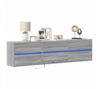 Meuble TV mural avec lumières LED chêne sonoma 100x31x35 cm, meuble TV suspendu au mur, unité TV flottante, support 852294