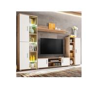 vidaXL Meuble TV mural avec lumière LED Chêne sonoma et blanc 246030