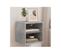 vidaXL Meuble TV Mural avec Lumières LED, Armoire de Télévision Suspendue avec Étagère, Meuble Télé Flottant, Moderne, Gris 836979 Gris G