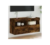 Meuble TV Mural avec Lumières LED, Armoire de Télévision Suspendue avec Rangement, Meuble Télé Flottant, Moderne, 837205