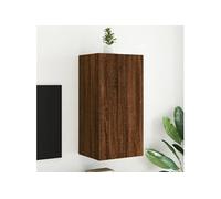 vidaXL Meuble TV mural avec lumières LED chêne marron 40,5x35x80 cm