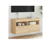 Meuble TV Mural avec Lumières LED, Armoire de Télévision Suspendue, Meuble Télé Flottant, Moderne, Chêne Sonoma Bois d'Ingénierie 837201
