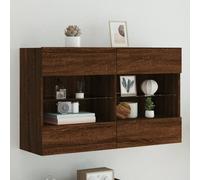 Meuble TV avec Lumières LED, Armoire de Télévision Murale avec Etagères, Meuble Télé Suspendu Salon, Moderne, Chêne 837101