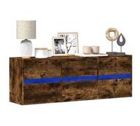 Vidaxl Meuble Tv Mural Avec Lumières Led Chêne Fumé 130x31x45 Cm