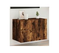 Vidaxl Meuble Tv Mural Avec Lumières Led Chêne Fumé 60x35x41 Cm
