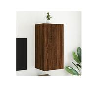 Meuble TV mural avec lumières LED chêne marron 40,5x35x80 cm837266