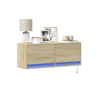 Meuble TV mural avec lumières LED chêne sonoma 100x31x35 cm, meuble TV suspendu au mur, unité TV flottante, support 852364