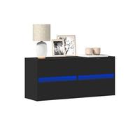 Vidaxl Meuble Tv Mural Avec Lumières Led Noir 100x31x45 Cm Noir
