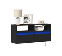 vidaXL Meuble TV mural avec lumières LED Noir 100x31x45 cm