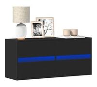 Vidaxl Meuble Tv Mural Avec Lumières Led Noir 100x31x45 Cm Noir