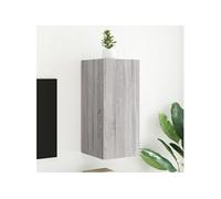 vidaXL Meuble TV mural Sonoma avec lumières LED 30,5x35x70 cm Gris