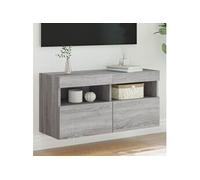 Meuble TV mural avec lumières LED sonoma gris 80x30x40 cm837207