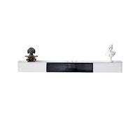 Meuble TV mural avec porte à rabat en verre, 2 tiroirs et dessus en ardoise - Console multimédia flottante minimaliste pour téléviseurs, design peu encombrant, solution moderne de divertissement à