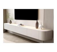 Meuble TV mural avec tiroir flottant en bois massif blanc pour salon 200 x 24 x 20 cm Design moderne et élégant Solution de rangement peu encombrante
