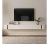 Meuble TV mural avec tiroir - Meuble TV flottant élégant pour salon et chambre à coucher avec porte rabattable et gestion des câbles - Design élégant pour économiser de l'espace.
