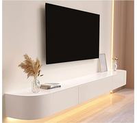 Meuble TV mural blanc, meuble TV en bois avec tiroirs et porte, console média étagère, meuble TV flottant, centre de divertissement
