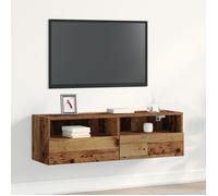 vidaXL Meuble TV mural Bois ancien 100x30x30 cm – 2 portes – Pour TV jusqu'à 55 pouces