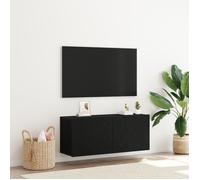 vidaXL Meuble TV mural 100 x 30 x 41 cm – Chêne noir, bois d'ingénierie, gain de place