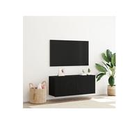 vidaXL Meuble TV mural 100 x 30 x 41 cm – Chêne noir, bois d'ingénierie, gain de place