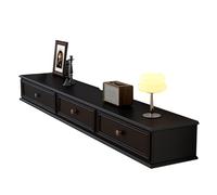 Meuble TV mural, console TV flottante simple, meuble de divertissement multimédia en bois massif, unité de rangement créative fermée pour le salon (noir, 200 cm)