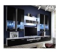 Meuble tv mural design "dorade" 300cm noir & blanc Noir G