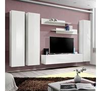 Meuble TV Mural Design "Fly I" 310cm Blanc Blanc G