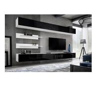 Meuble TV mural design Fly Vi 320cm noir & blanc - Paris Prix - contemporain