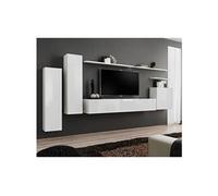 Meuble TV Mural Design "Switch I" 330cm Blanc