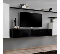 Meuble TV Mural Design "Switch I" 330cm Blanc & Noir