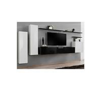 Meuble tv mural design "switch i" 330cm blanc & noir
