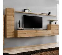 Meuble TV Mural Design "Switch I" 330cm Naturel