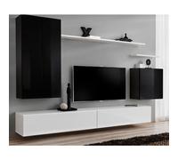 Meuble tv mural design "switch ii" 270cm noir & blanc Noir G
