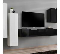Meuble TV Mural Design "Switch III" 330cm Blanc & Noir
