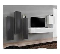Meuble TV Mural Design Switch III 330cm Gris & Blanc Blanc G