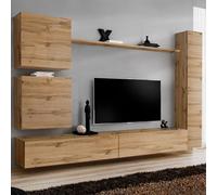 Meuble TV Mural Design "Switch VIII" 280cm Naturel