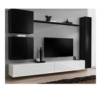 Meuble TV Mural Design "Switch VIII" 280cm Noir & Blanc
