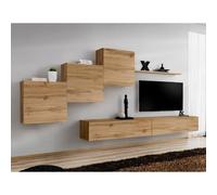 Meuble TV Mural Design "Switch X" 330cm Naturel
