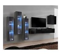 Meuble TV Mural Design Switch XIII 330cm Gris & Noir Noir G