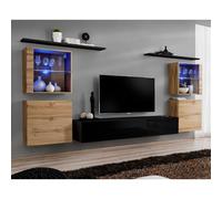 Meuble TV Mural Design "Switch XIV" 320cm Naturel & Noir