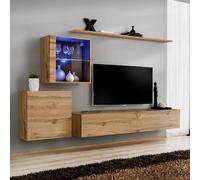 Meuble TV Mural Design "Switch XV" 260cm Naturel