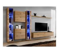 Meuble TV Mural Design "Switch XVI" 330cm Naturel