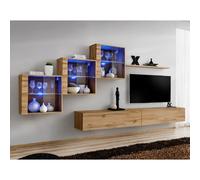 Meuble TV Mural Design "Switch XX" 330cm Naturel
