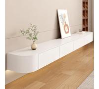Meuble TV mural en bois avec tiroirs, support TV flottant pour salon, 120 cm, verre transparent