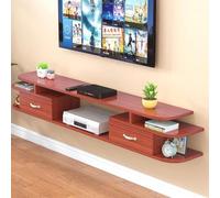 Meuble TV Mural En Bois Massif, Meuble De Rangement Multi-compartiments Pour Salon, Console Multimédia Suspendue, Meuble TV Peu Encombrant, Centre Multimédia Moderne(F,140x24x28cm)
