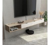 Meuble TV Mural Flottant, 140 Cm/160 Cm, Centre de Divertissement for 60", 70", 80", Étagère Flottante for Dessous, Console Multimédia TV for Salon, Hôtel Familial