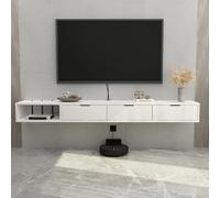 Meuble TV Mural Flottant, 140 Cm/160 Cm, Centre de Divertissement for 60", 70", 80", Étagère Flottante for Dessous, Console Multimédia TV for Salon, Hôtel Familial