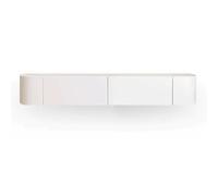 Meuble TV mural flottant - Armoire en bois massif avec grand espace de rangement, dos creux, rail coulissant silencieux, centre de divertissement pour salon et chambre à coucher (blanc, 300 x 61 cm)