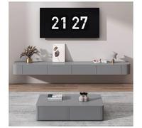 Meuble TV mural flottant avec gestion des câbles et grand espace de rangement, design peu encombrant pour n'importe quelle pièce